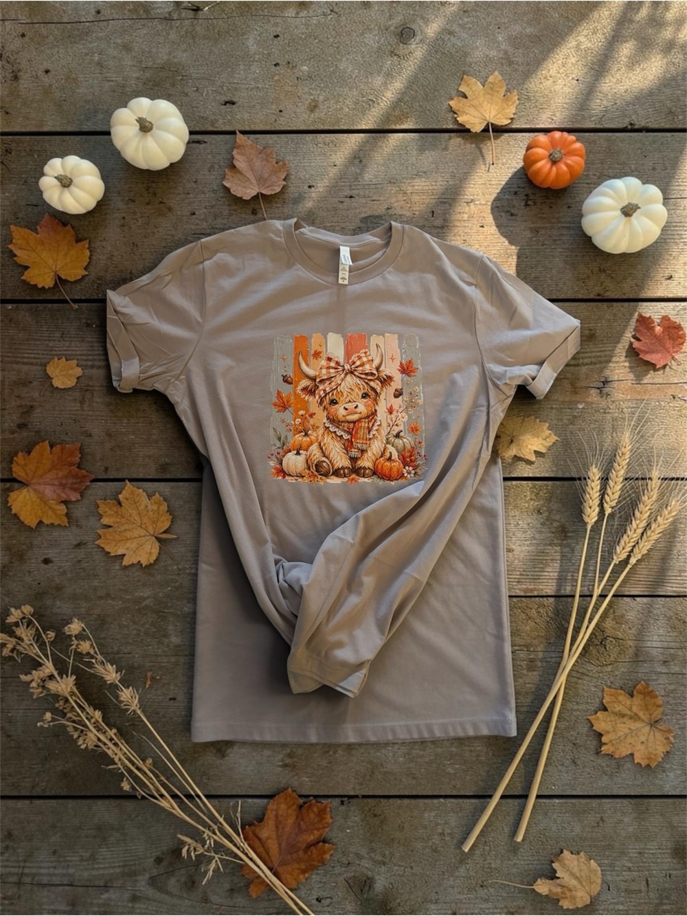 Custom Fall Highland Cow T-shirt